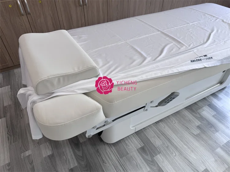 Yicheng beauty luxury 2 motor electric latex beauty massage bed lifting facial therapy bed for beauty salon with high quality