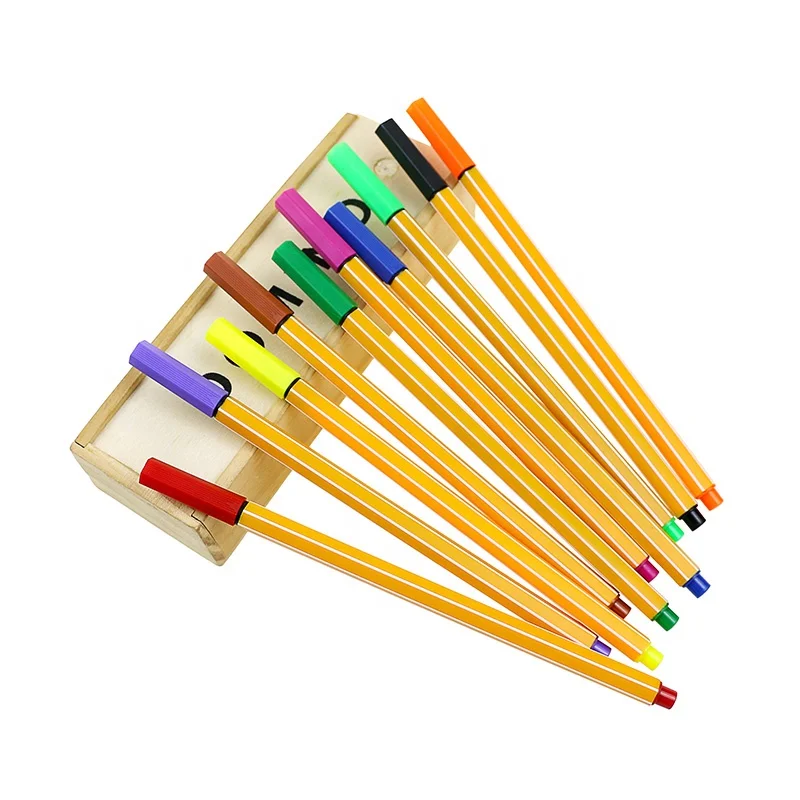 BECOL Wholesale 10 Colors Colored Fine Point Sketching Markers 0.4mm Drawing Marker Pen Fine Liner Color Pen Set