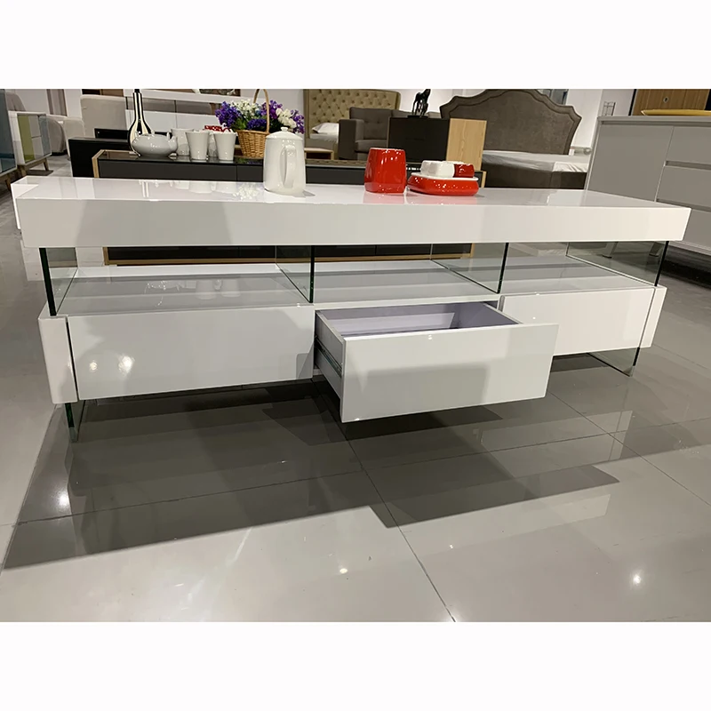 Modern High Gloss White TV Stands SGBQ002 LED Living Room Furniture