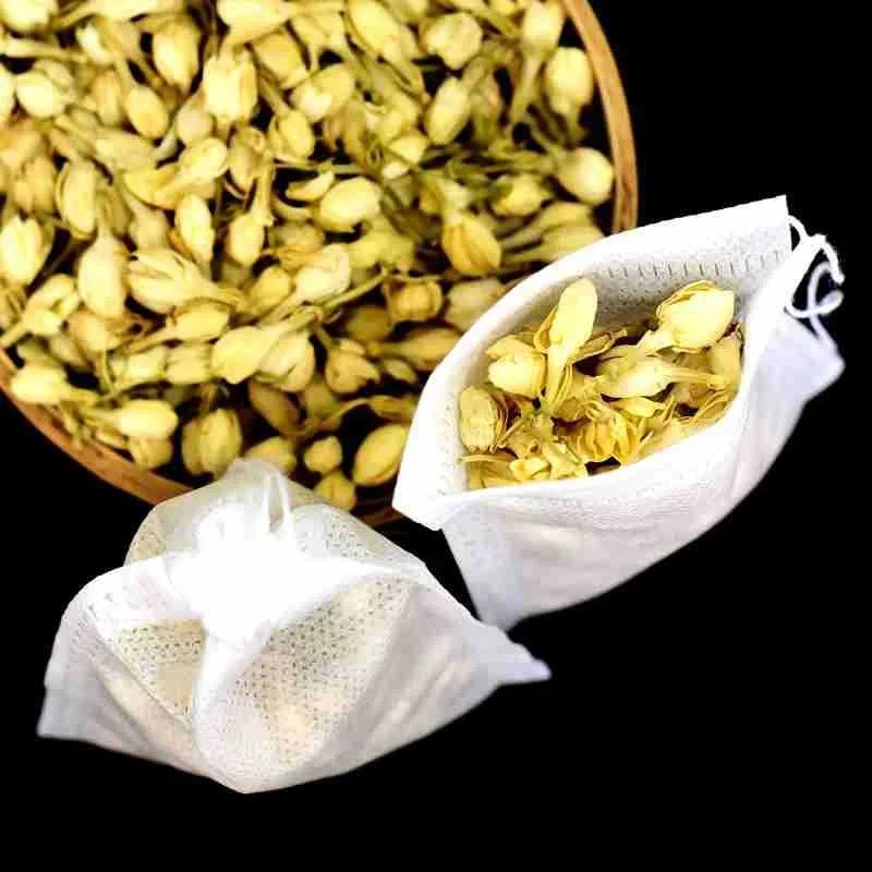 Non Woven Fabric Biodegradable Filter Bags Disposable Tea Infuser Natural Empty Tea Bag for Loose Leaf Herbs Teas