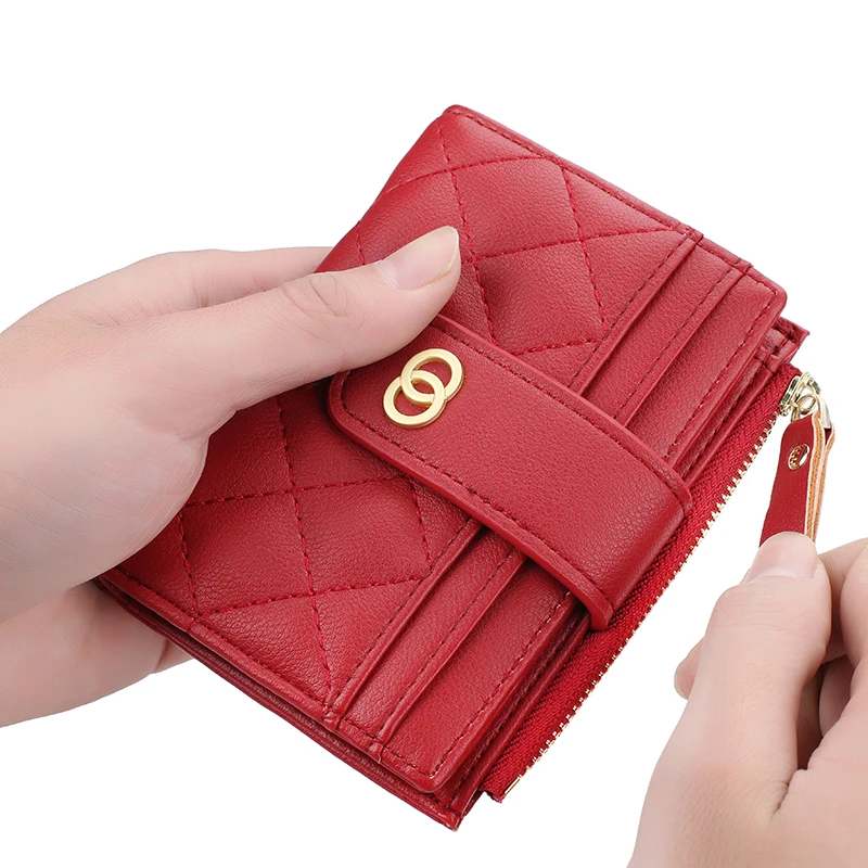 New model fashion korean baellerry branded short pu leather women card wallet