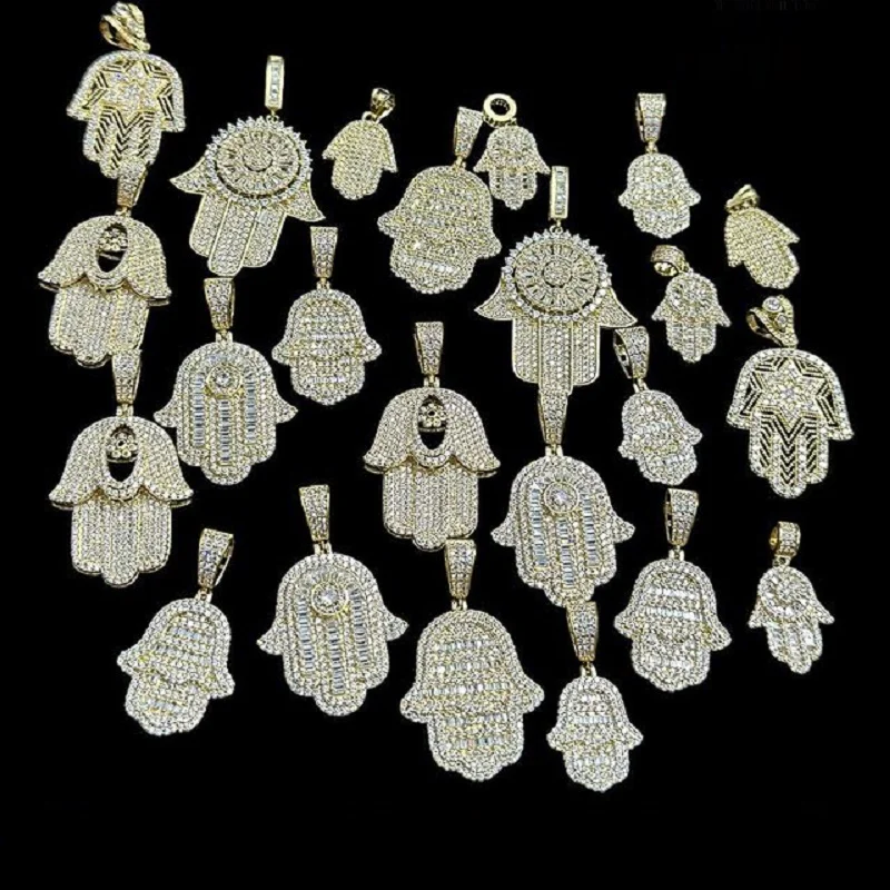 Коллекция подвесок hamsa с микрозакрепкой 5a cz хип-хоп мужские украшения турецкие ювелирные изделия ожерелье