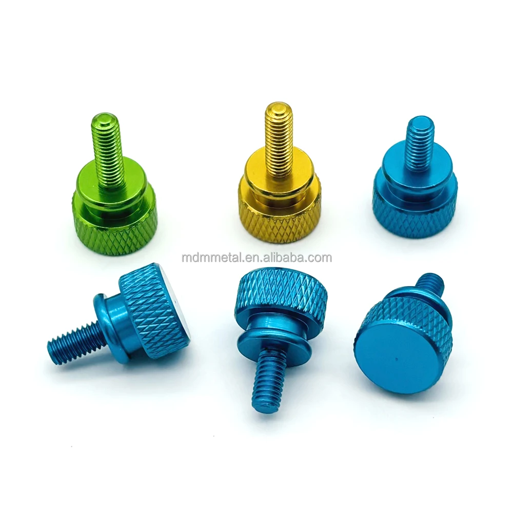 Colorful Anodized Aluminum Knurled Hand Drive Screws Thumb Screws M3