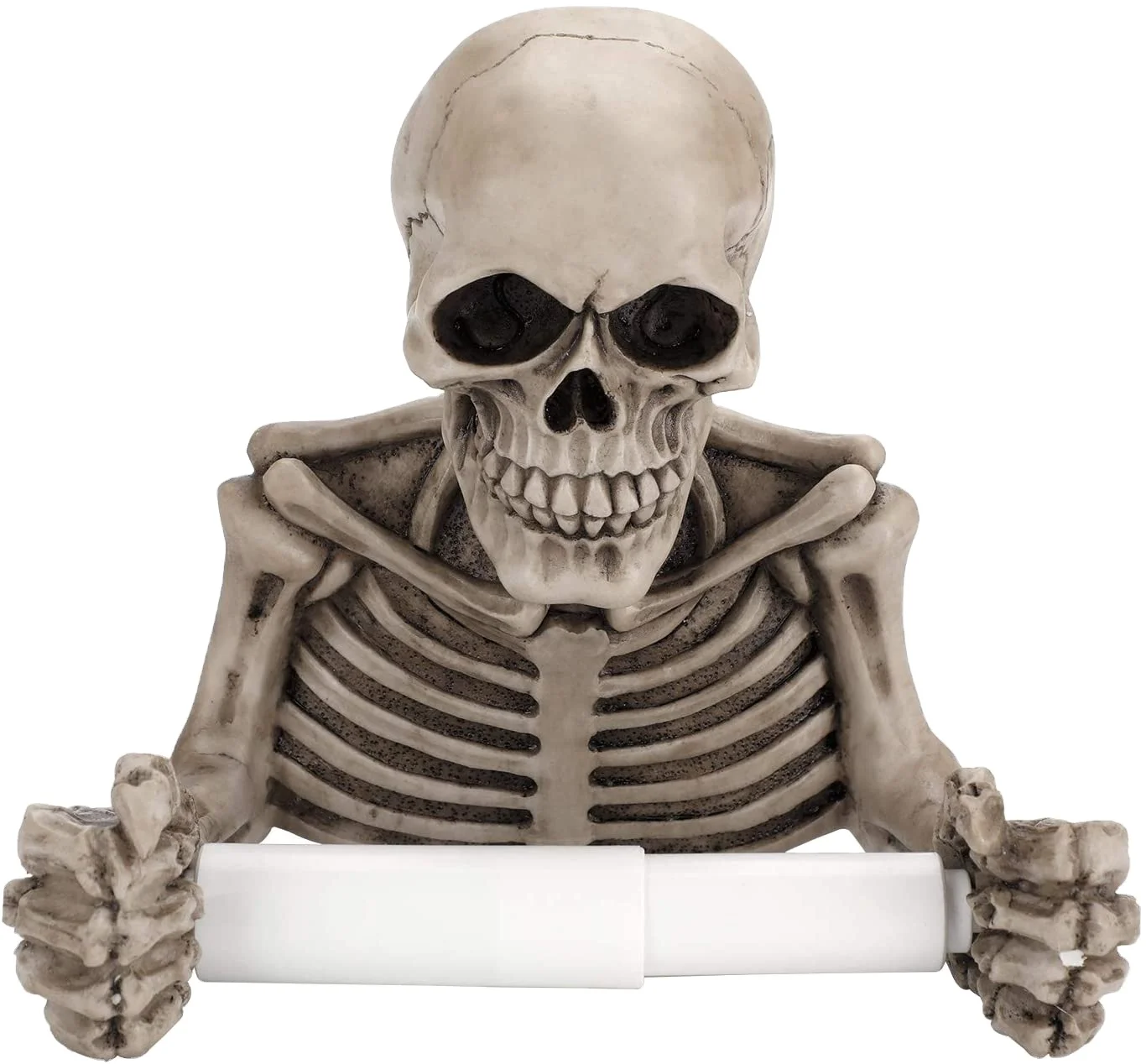 Wholesale Hot Selling Unique Halloween Skull Toilet Tissue Roll Holder Resin Toilet Paper Holder Bathroom Wall Decoration