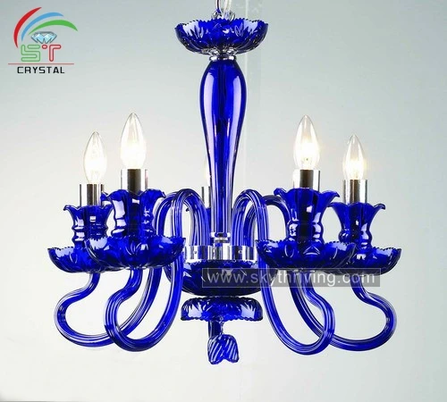 glass chandelier blue art glass lighting