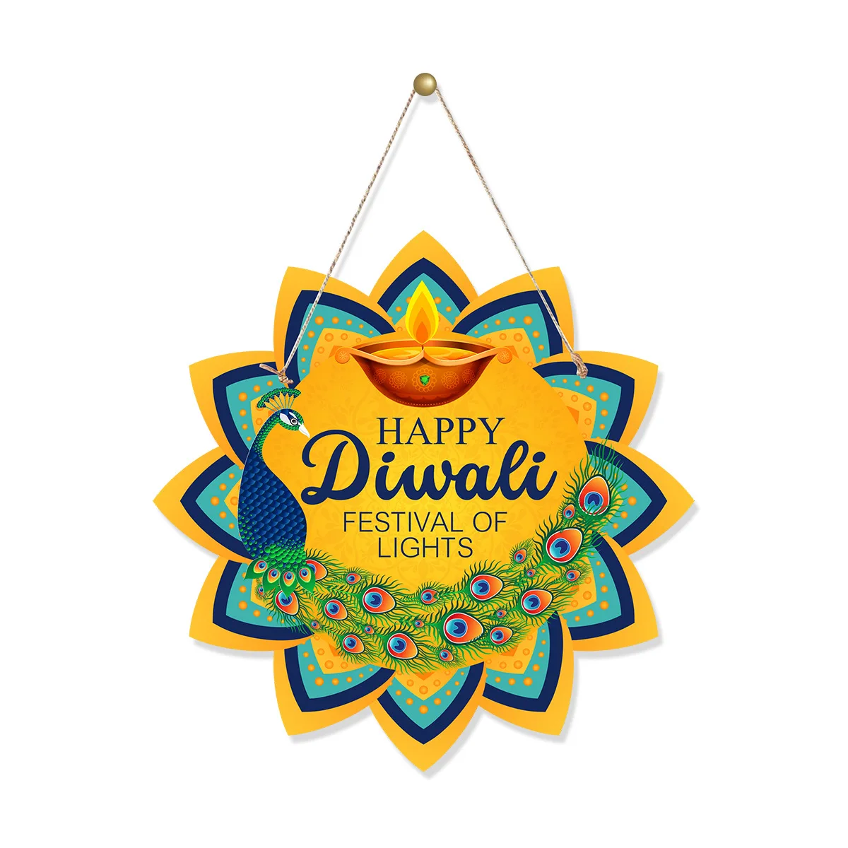 Happy Diwali Hindu Rangoli Diya висит на двери окна флаг вывески для фестиваля огней дом торговый центр магазин Паб Бар украшение вечеринки