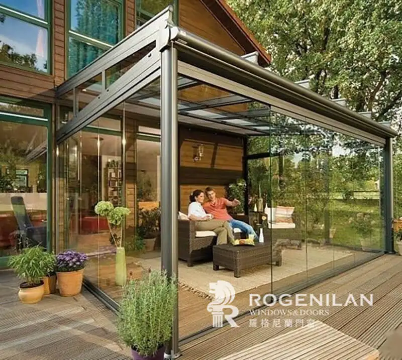 2023 Rogenilan new design modern Garden Sun Room Glass House commercial glass houses