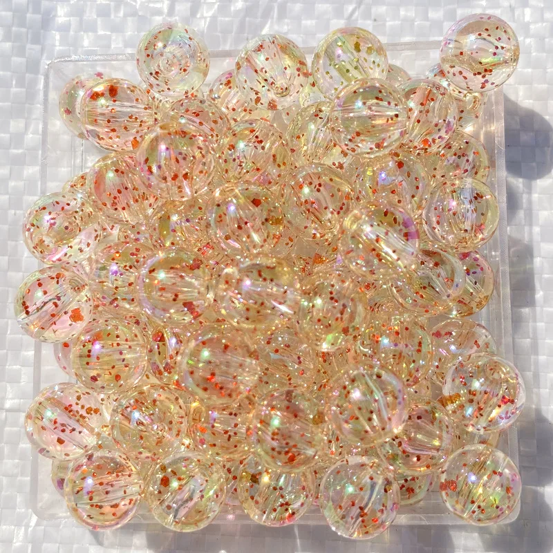 Retail Bulk Price Plastic Acrylic Transparent Glitter Beads for Chunky Baby Bracelet Necklace Making