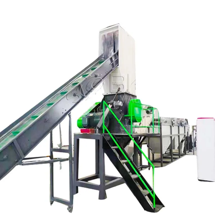 Plastic waste material tire crusher recycling machine granulator washing machine line