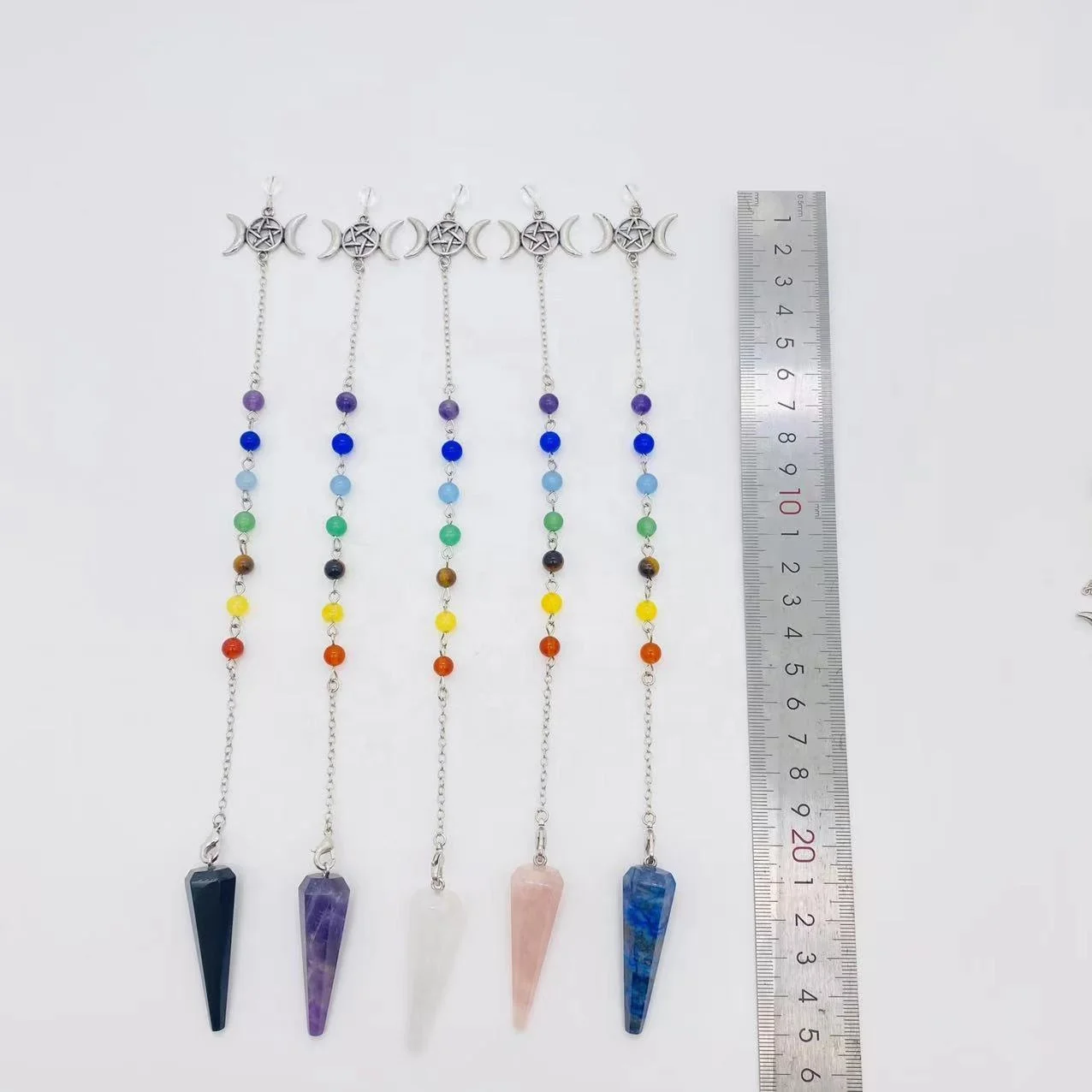 Factory Cheap Price Wholesale Bulk Healing Stone Crystal Chakra Pendulum Pendant For Meditation
