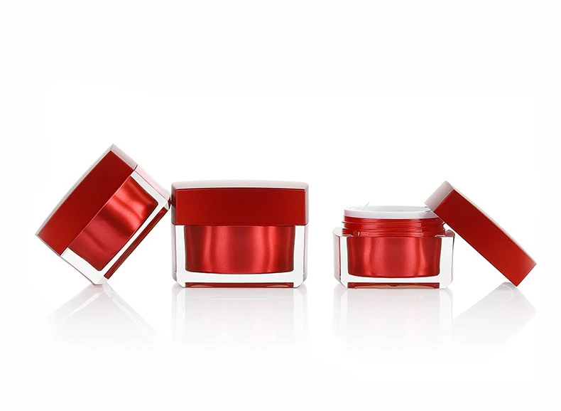 wine red square acrylic packaging jars for cosmetics luxury pmma cream packaging jar whitening face cream contain jar