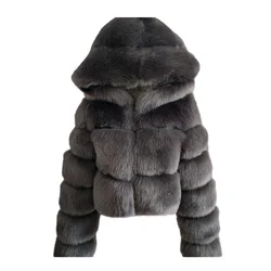 Женское короткое меховое пальто, укороченное зимнее пузырьковое пальто большого размера с индивидуальным дизайном, 2021