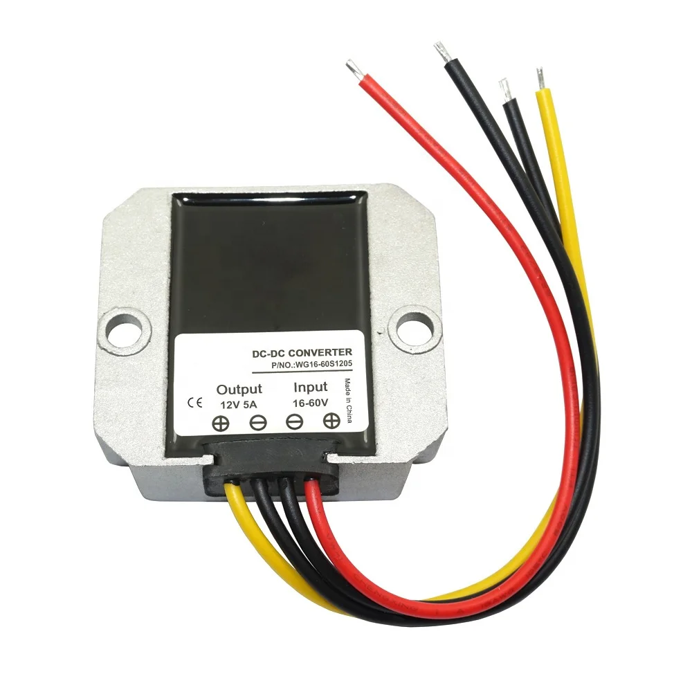 High Quality 16V/60V to 12V 5A DC DC Step-down Converter 60W LED Panel Golf Cart Forklift Wind/Solar Industrial Power Supply