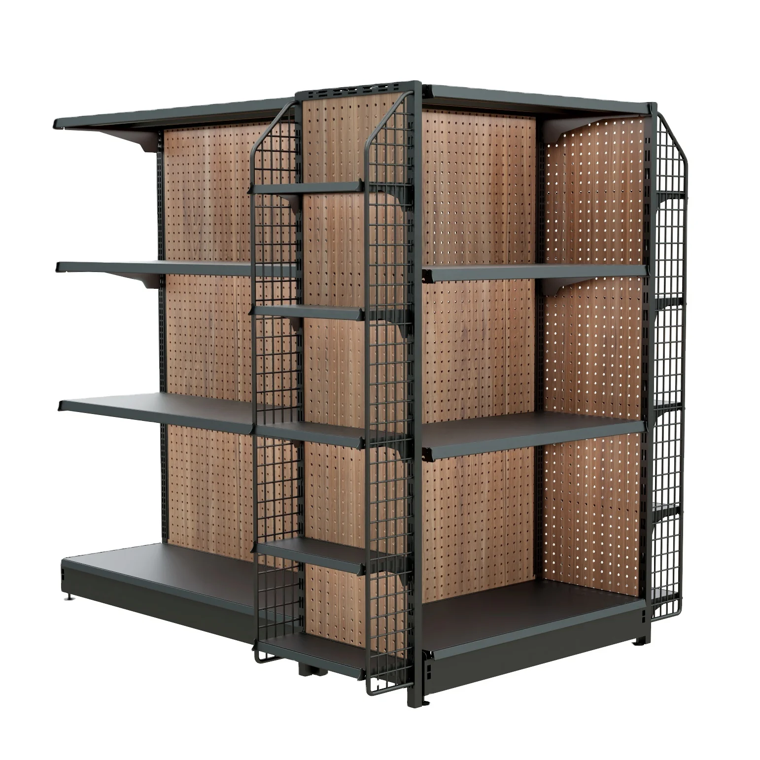 new design glass panel heavy duty  multilayer supermarket mall convenience store shelf