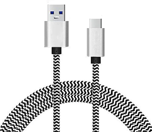 TKETAI 10ft/3m Double Braided Nylon Tangle-Free USB Cable For Android, Samsung, LG, HTC, Nexus, Sony and More (Black)