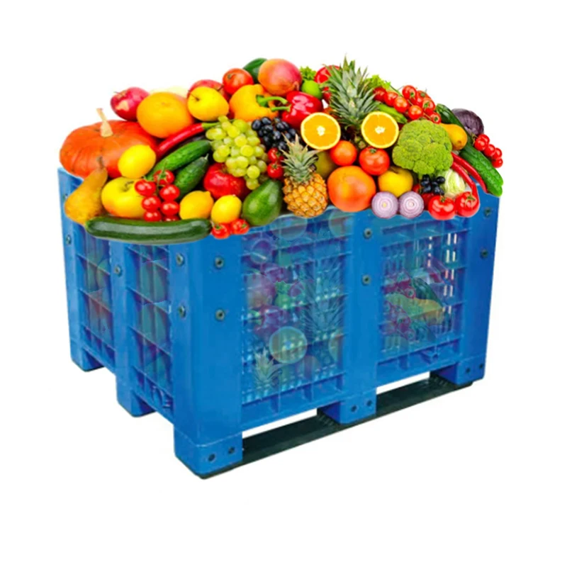 Euro 1200*1000*760mm Apple Fruit Stackable Storage Rigid Plastic Solid Side Pallet Crate Box With Lids