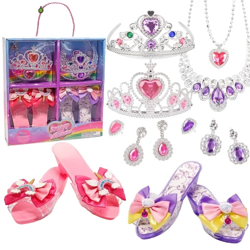 Kids Fairy Role Play Princess Dress Up Shoes Wand Crown Jewelry Boutique Toy Birthday Halloween Party Gift For Girls