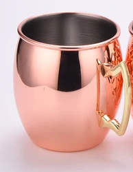 BO Solid Hammered Moscow Mule 100% Copper Plated Cup Mug Set of 4 Gift Custom Logo Stainless Steel Moscow Mule Mug