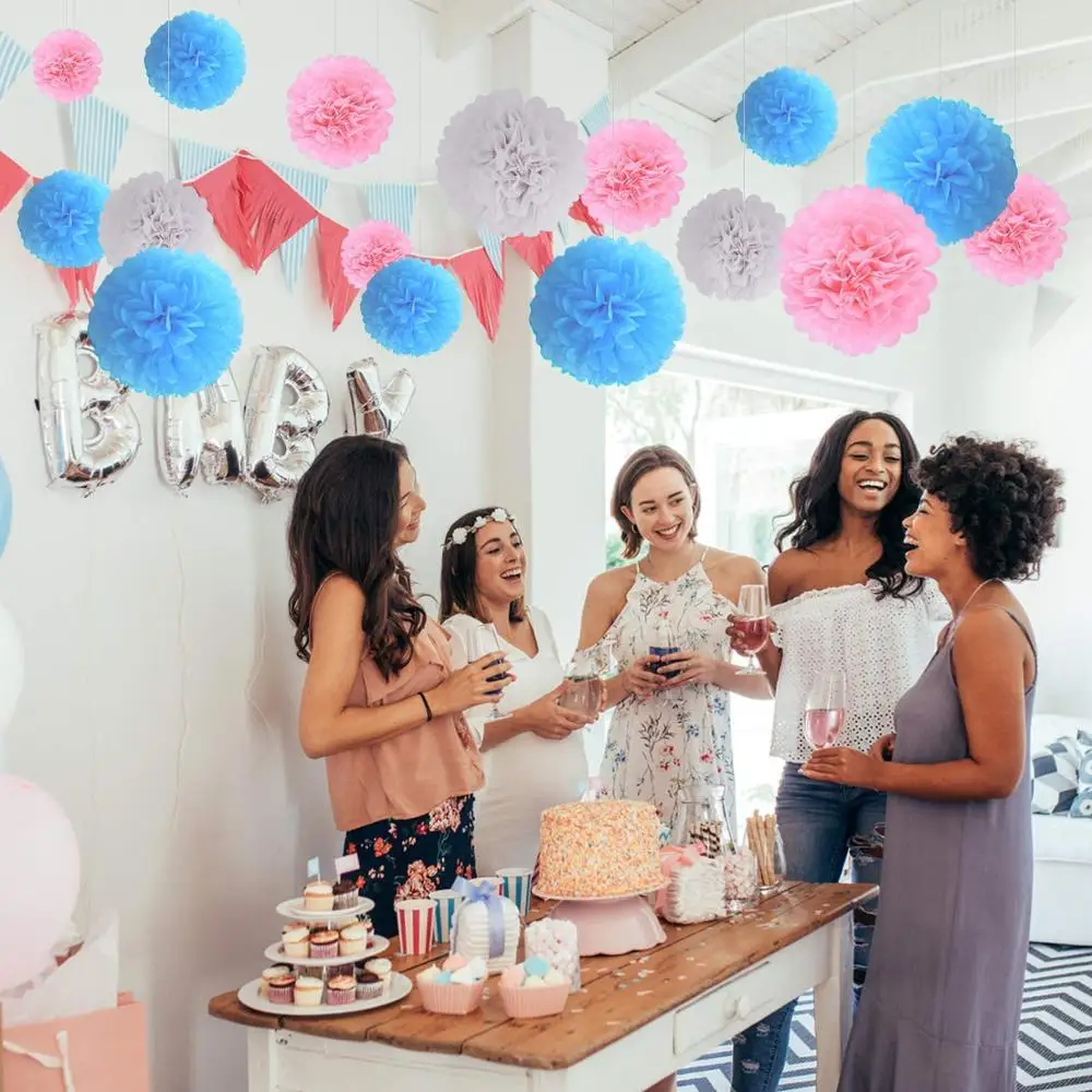 Оптовая продажа, бумажные украшения для вечеринки в виде цветов, помпоны из салфетки 6 дюймов