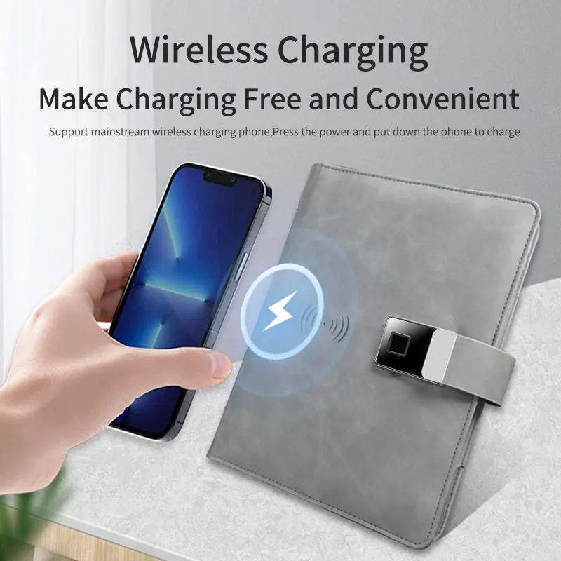 Fingerprint Lock Holder Stand Cases Leather Notepad Loose Leaf Smart Tablet Case