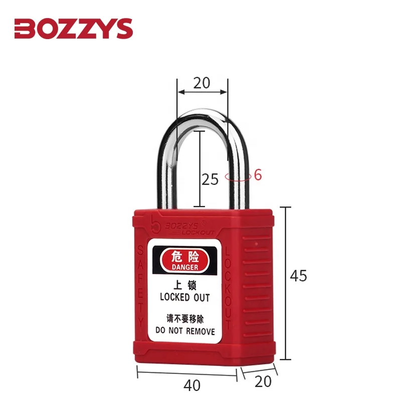 Industrial Zenex Thermoplastic Energy isolation Safety Padlock with 20/25mm Steel Shackle for lockout/tagout situations.