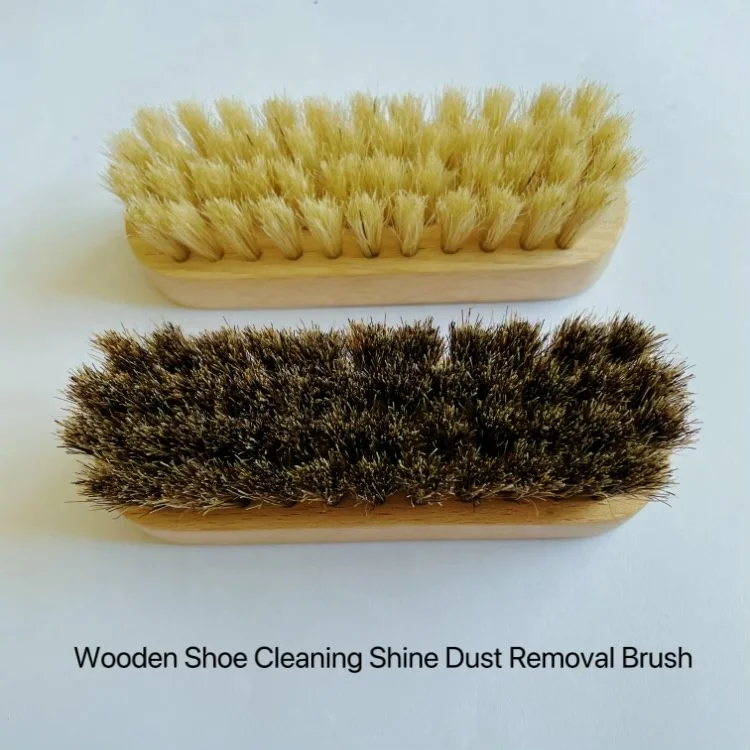 High Quality Pig Bristle Horse Hair Natural BeechWood Shoe Cleaning Shoe Shine Dust Removal Brush