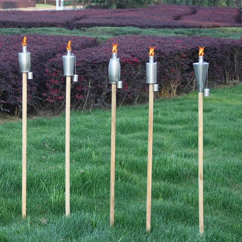 
Stainless Steel oil torches Big Flame Wood Pole Citronella Oil Burner for outdoor 