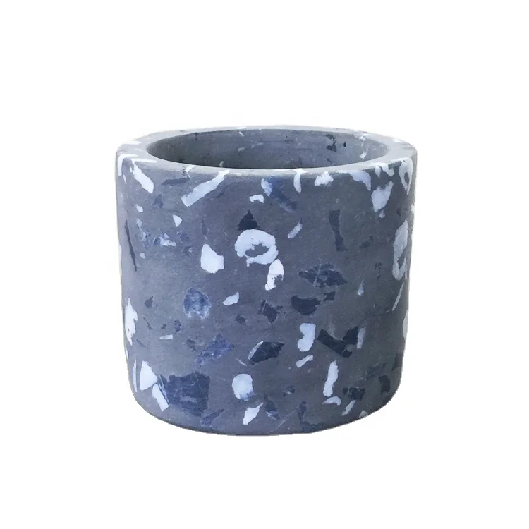 
Custom coloured dark grey cement terazzo candle jar 