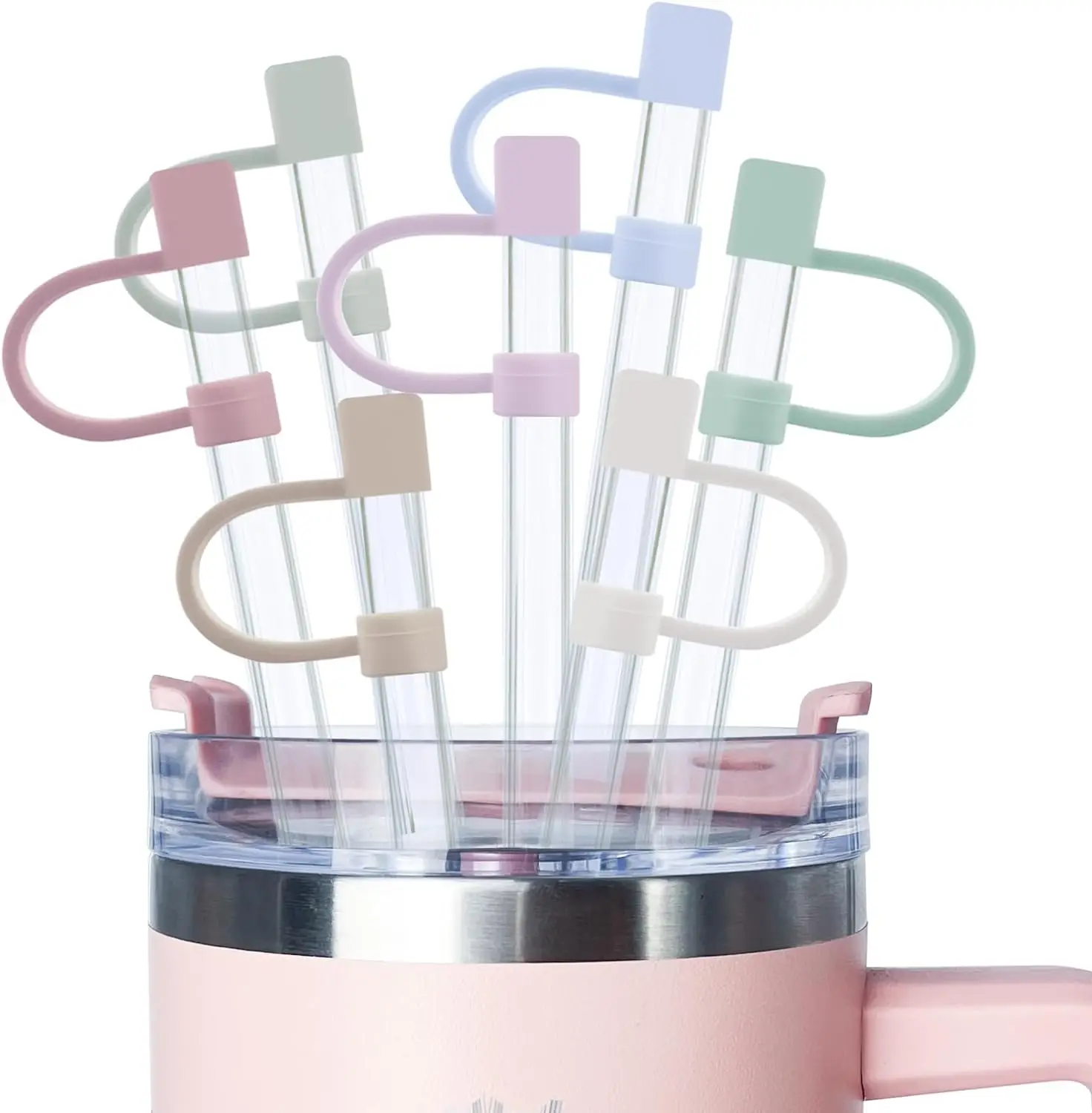 10mm Diameter Silicone Straw Covers Cap with Stanley 30&40 Oz Cup, Straw Toppers for Stanley 40 Oz Tumbler with Handle