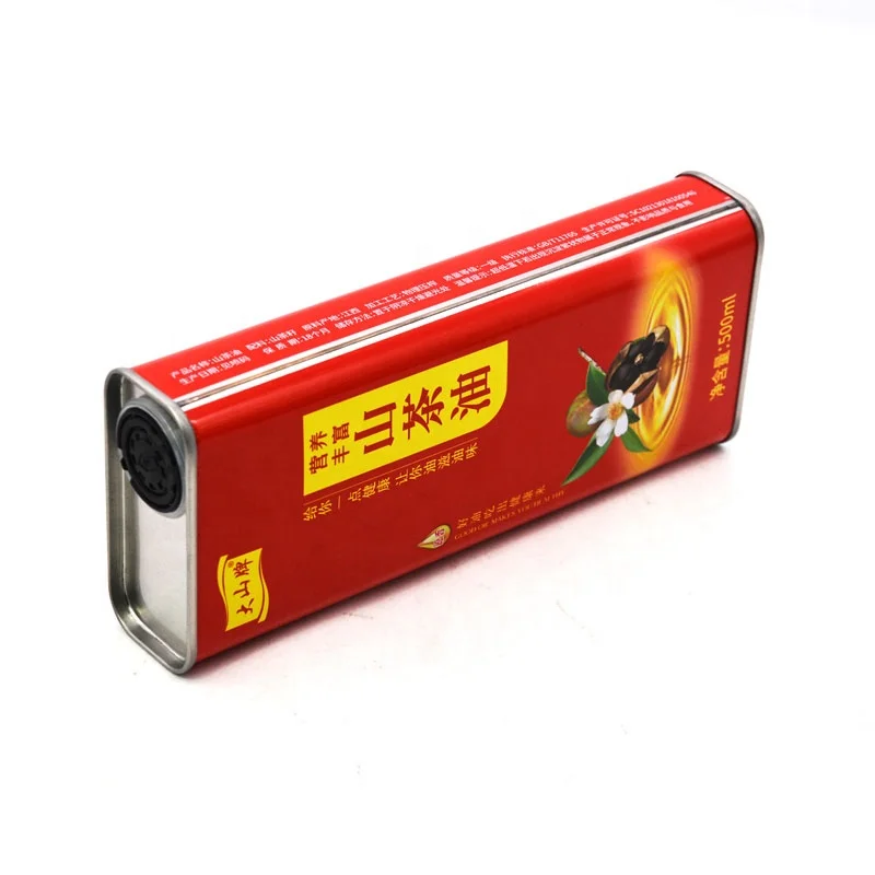 Custom Olive Oil Tin Cans 500ml Olive Oil Tin Cans Food Safe Rectangle Box Packaging Food Grade Olive Oil Tin Metal Cans
