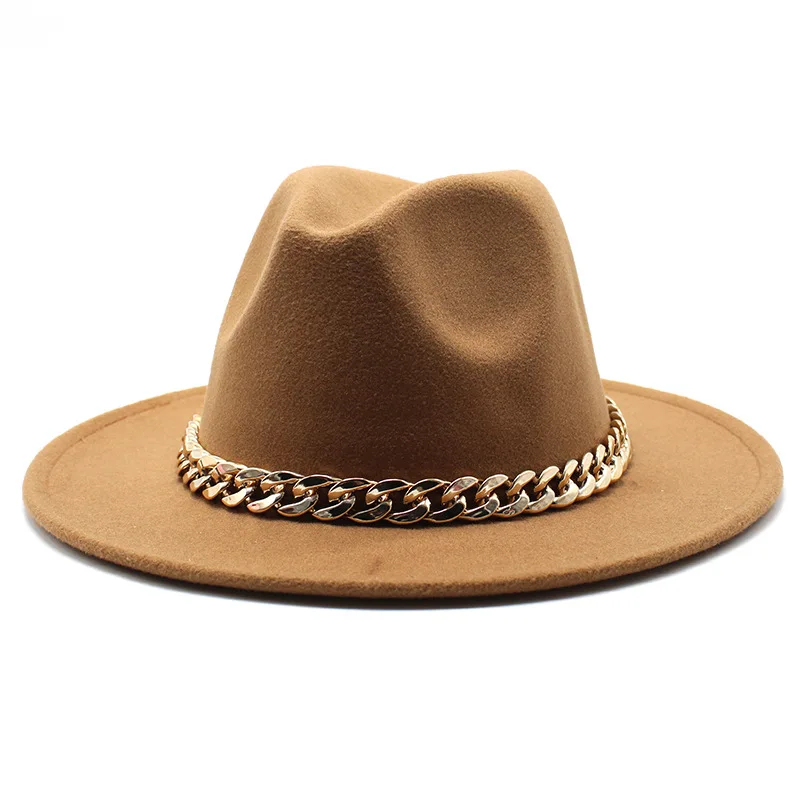 JAKIJAYI High Quality Unisex polyester Fedora Hat Classic Solid Color woman Panama Hat warm woman burgundy khaki fedora hat