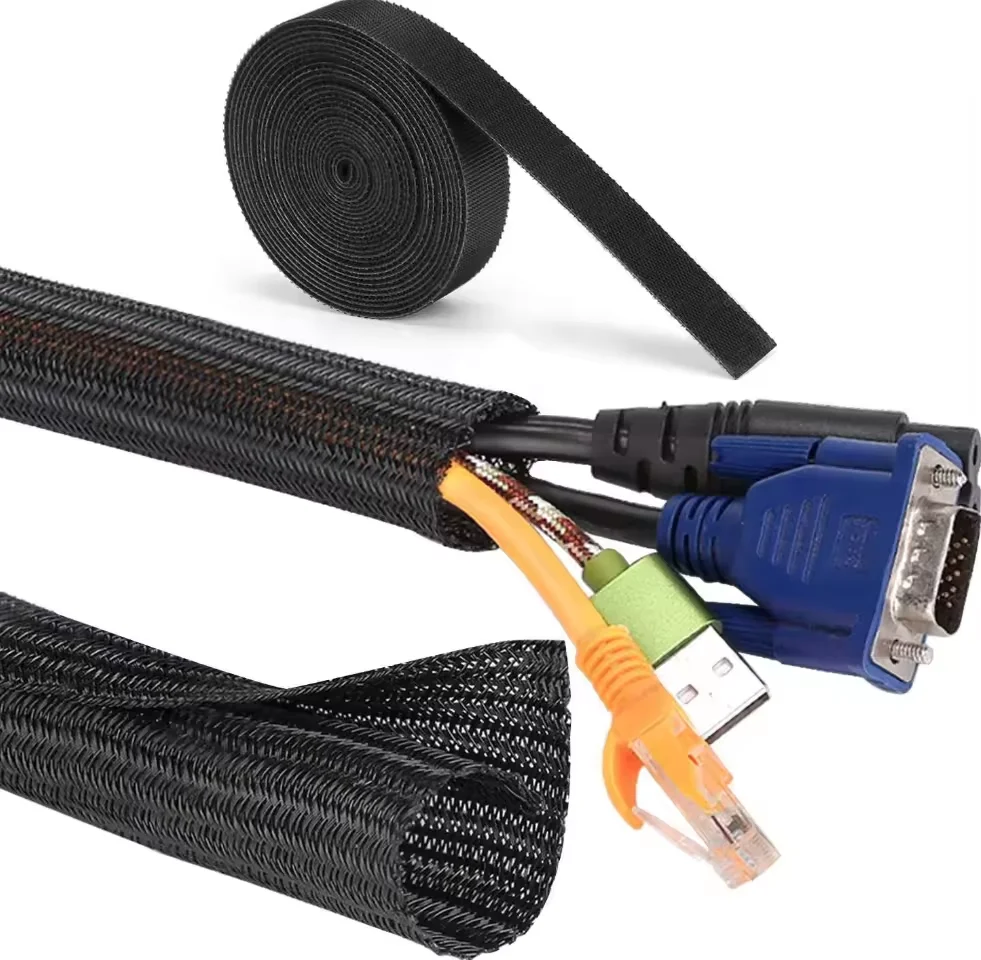 hot selling heat resistant flame resistant  Flexible PET Expandable Braided Mesh Tube For Wire Harness