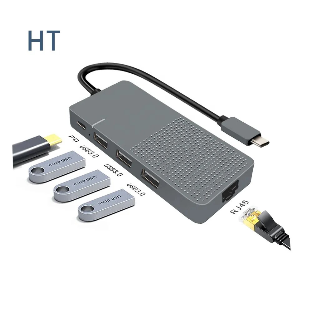 Vina Usb Type c Hub 7 In 1 Usb Hub Multi Function Adapter 4k 30HZ HD-MI PD 1000MLAN For MacBook Pro Laptops