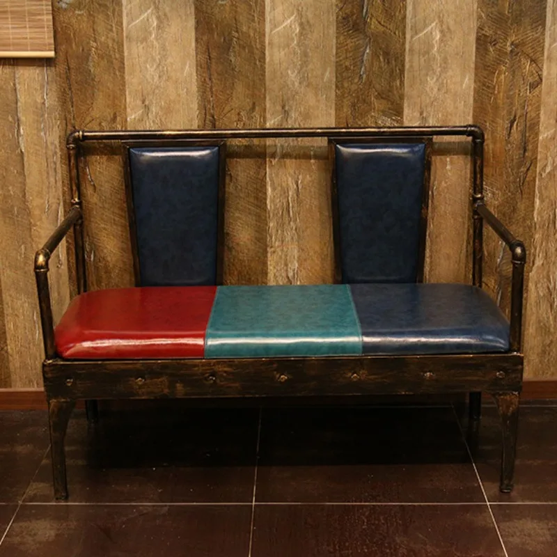 Retro industrial wind sand hair American bar cafe iron sofa booth combination theme restaurant tables and chairs