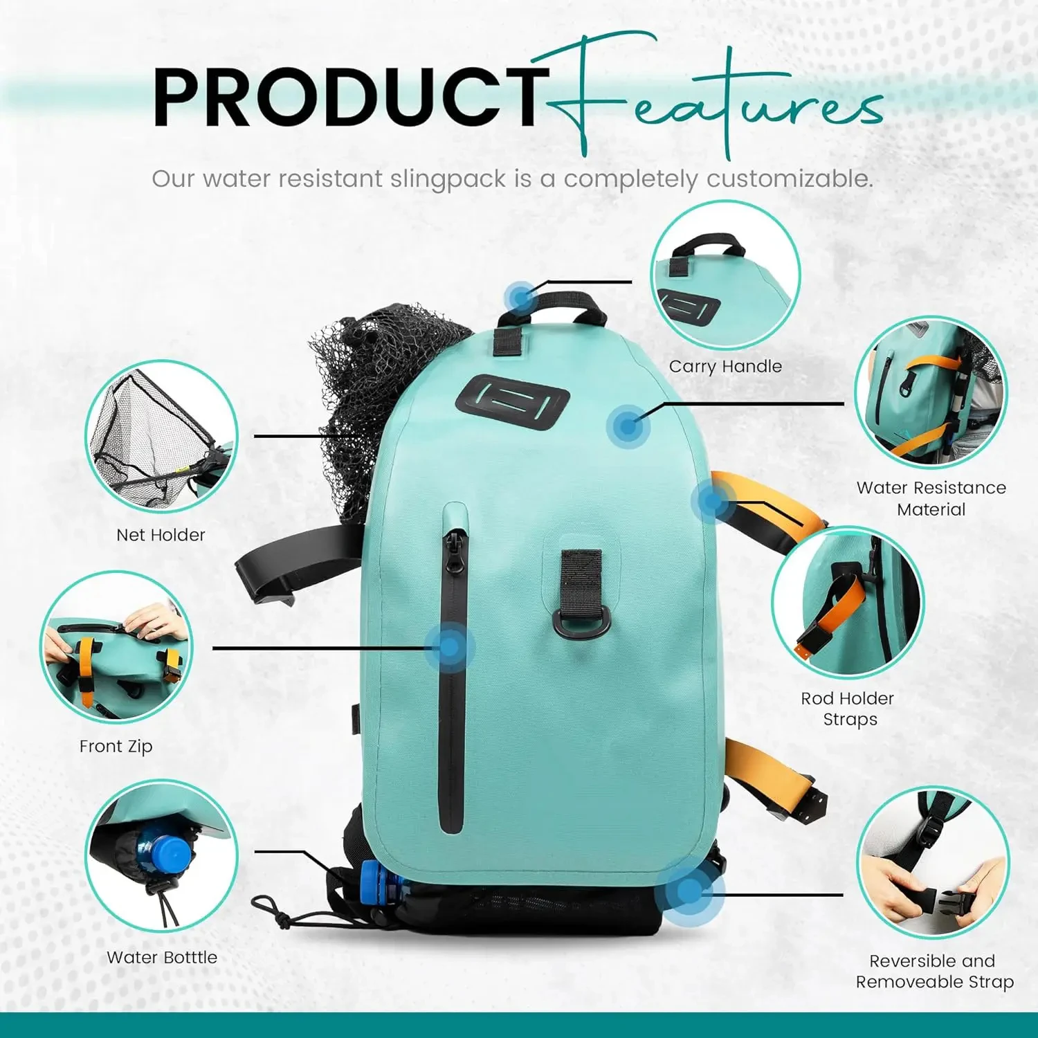 OEM Fishing Sling Pack Outdoor Lightweight Floating Submersible Dry Backpack Waterproof Fly Fishing Sling Pack With Rod Holder