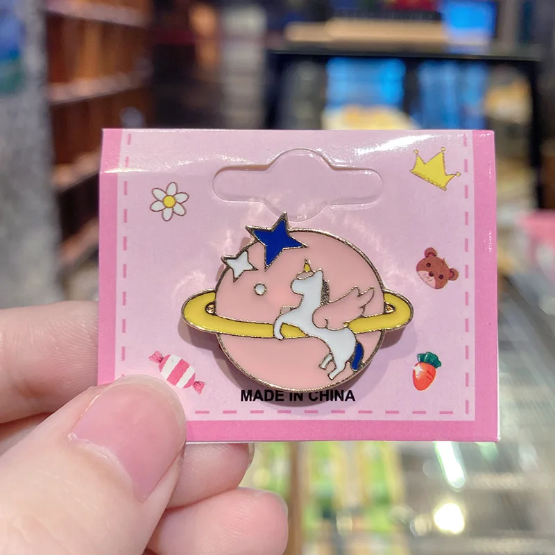 Custom Cute Star Cartoon Planet Hat Pin Metal Enamel Pin Personalized Badge for Students OEM & ODM Services Available