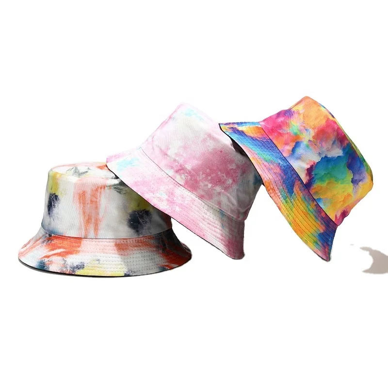 
48 Color New fashion stylish quality cotton material tie dye bucket cap hat 