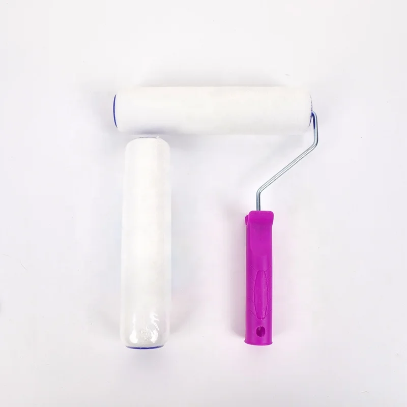 China paint roller white 9 inch roller brush brushes with purple handle to paint wall