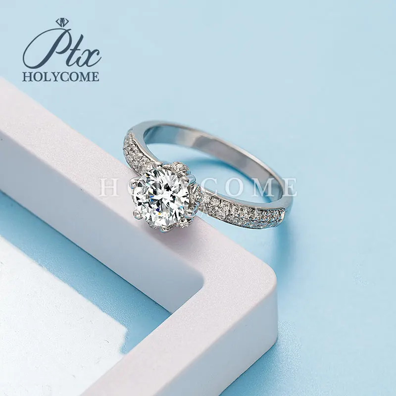 Pave floral design VVS 1 carat diamond women 925 sterling silver moissanite ring