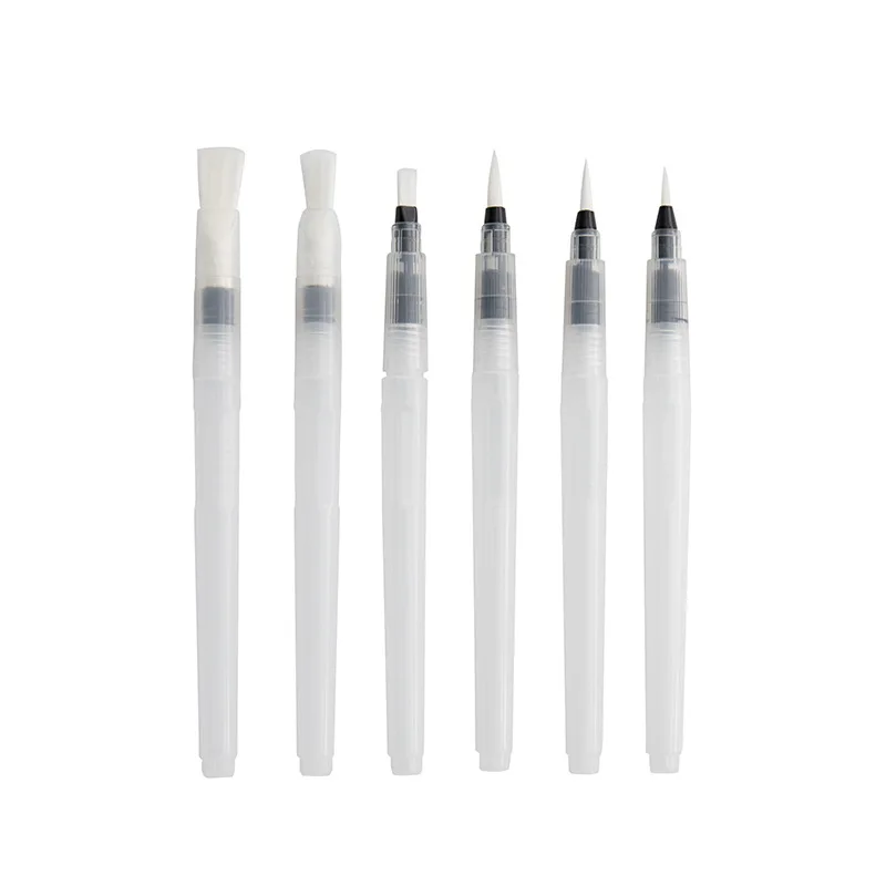 BESTLINE 2023 6 pcs Refillable Paint Brush Pencil Soft Watercolor Brush Ink Pen for Painting Drawing Art Supplies