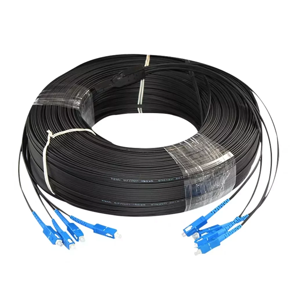 Производитель FTTH открытый волоконно-оптический кабель оптического волокна кабеля падения Черная куртка FRP G657A1 4 ядро одиночного режима