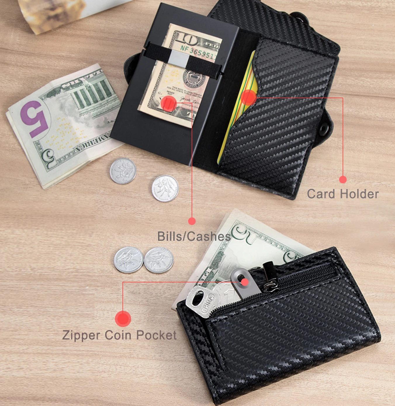 Minimalist Wallets Card Wallet Hybrid RFID Wallets for Men, Pop Up Wallet, Slim Aluminum Credit Card Holder