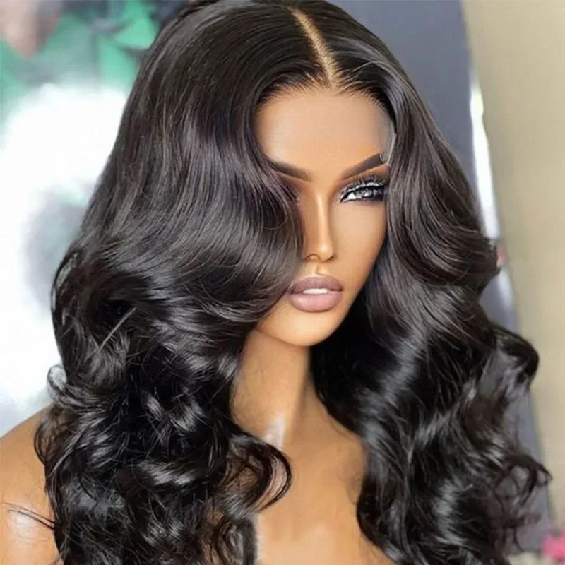 Nobel 13X4 Body Wave Frontal Wig Glueless Pre-plucked Lace Wigs Transparent Lace Front Human Hair Wigs for Women Brazilian Remy