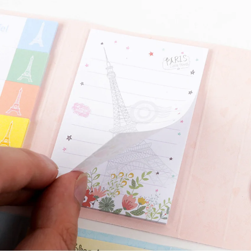 Book Random Cute Memo Sticker Study Office Supplies Index Sticky Notes kawaii Stationery,1pack/lot Paris Tower Six Fold Notepad