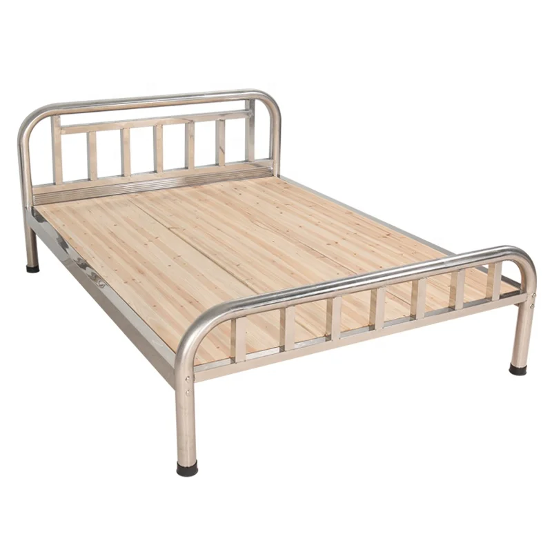 2x1.8m 201# 5 Bed beams Matching wooden bed board Firm and durable  No paint stainless steel double bed Bedroom