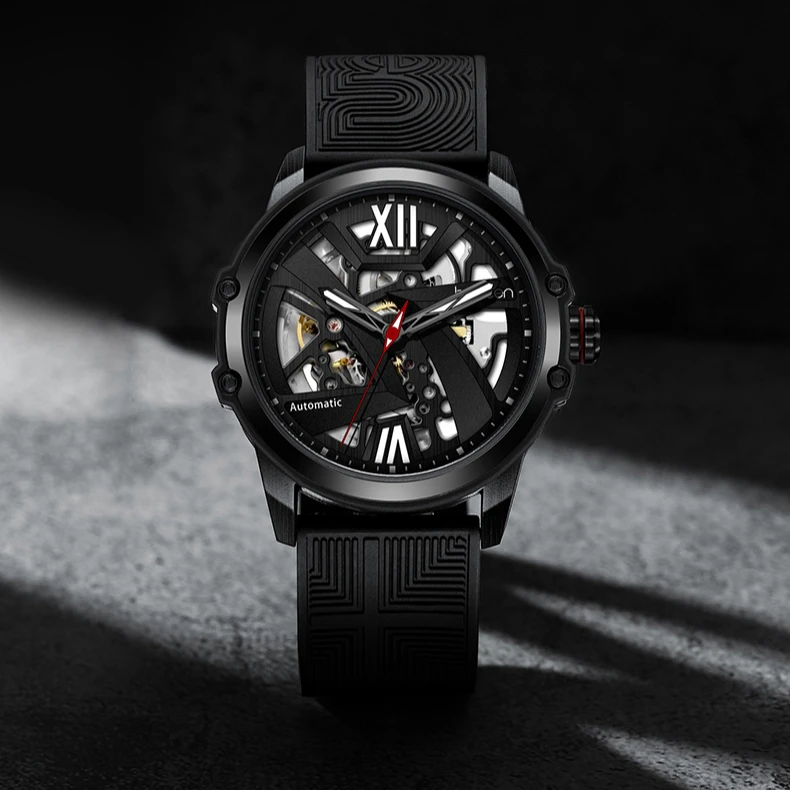 Benken Luxury Waterproof Luminous Mens Silica Gel Watchband Automatic Mechanical Watch with Brand Custom Gift Box