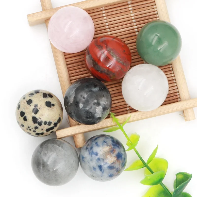 Wholesale Natural Healing Gemstone Stone 25mm Big Crystal Rose Quartz Sphere Crystal Ball Sphere Charms For  Decoration