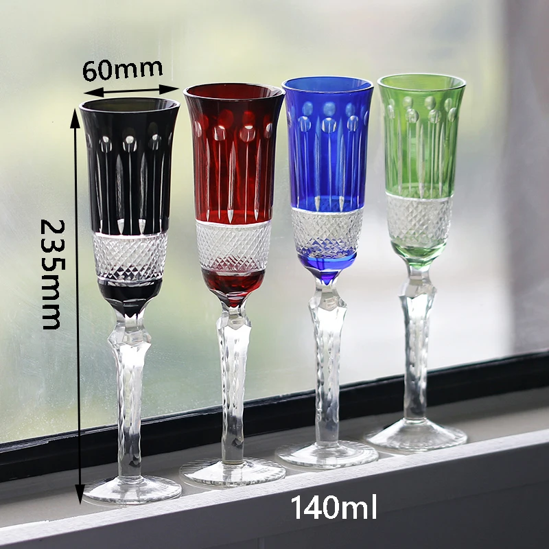 Factory Custom Luxury Bohemian Czech Bohemia Type Engraved Stem Wine Glasses Handmade Cocktail Glass Goblet Direct Wine Cup