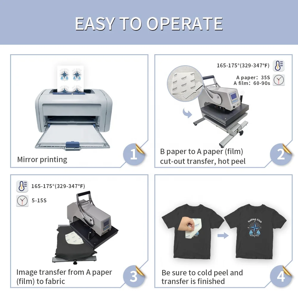 Winner Transfer opaque A film B paper laser dark no cut heat self weeding transfer paper for t-shirt