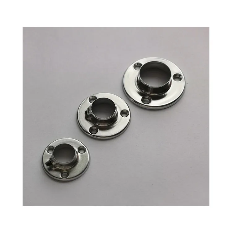 Hot Selling Wardrobe Tube Holder Railing Support Flange Firm Stainless Steel Hanging Pipe Flange